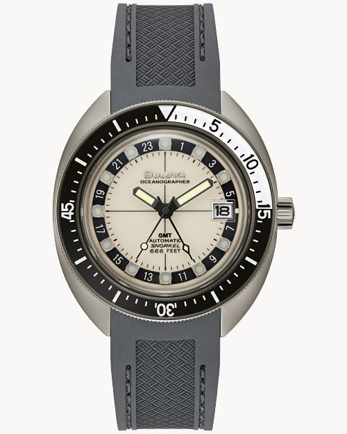 White Dial Polyurethane Strap Oceanographer GMT 98B407 Bulova